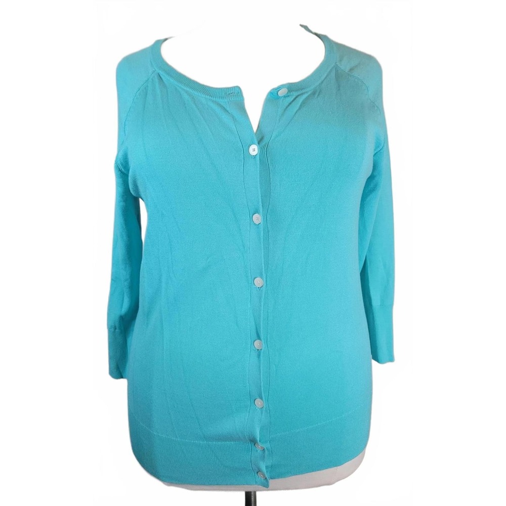 Lane Bryant Womens Turquoise Blue Button Front Cardigan Sweater 14/16 NWT